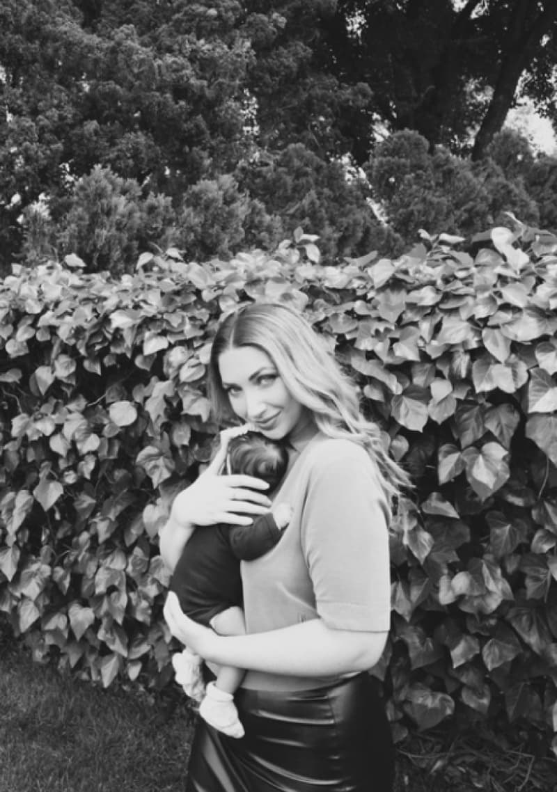 Charlie Lotus with her baby